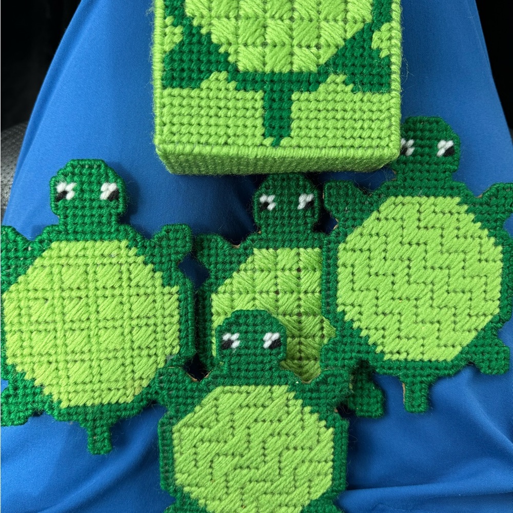 Green Turtle vintage coasters